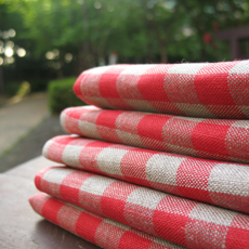 Red cross French torchon 100% Organic Linen