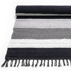 Black Gray White stripe rug (2 size)