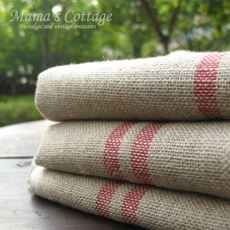 Red stripe French torchon 100% Organic Linen