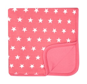 65% Flamingo Pink &amp; White Star Blanket
