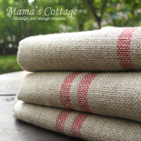 Red stripe French torchon 100% Organic Linen
