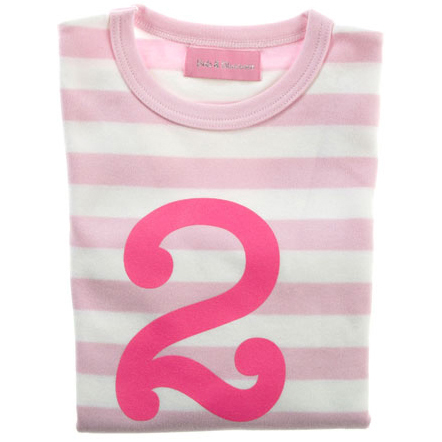 Pale Pink &amp; White Striped Number 2 T Shirt