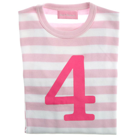 Pale Pink &amp; White Striped Number 4 T Shirt