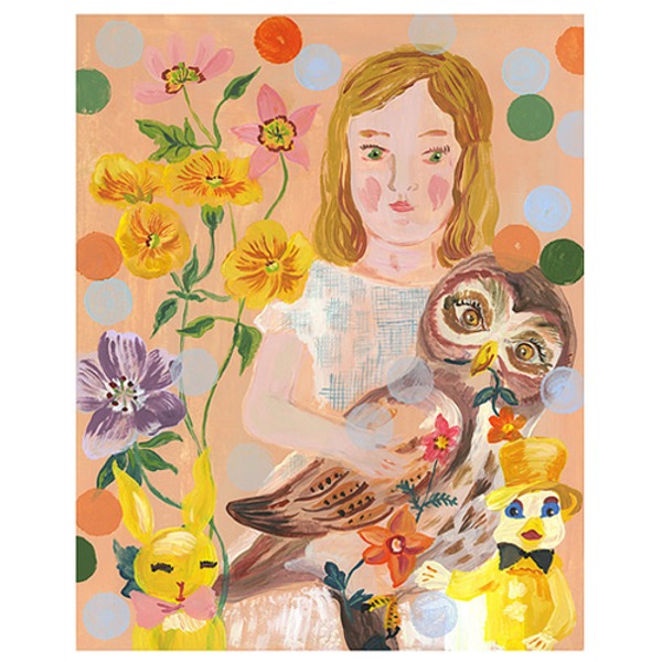 나탈리레테 그림 포스터 소녀와 부엉이 Girl with owl